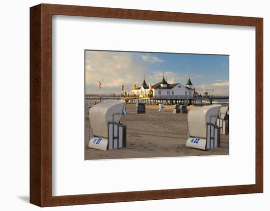 Beach Chairs and the Historic Pier in Ahlbeck on the Island of Usedom-Miles Ertman-Framed Photographic Print