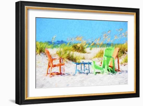 Beach Chairs - In the Style of Oil Painting-Philippe Hugonnard-Framed Giclee Print