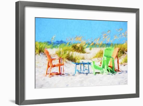 Beach Chairs - In the Style of Oil Painting-Philippe Hugonnard-Framed Giclee Print