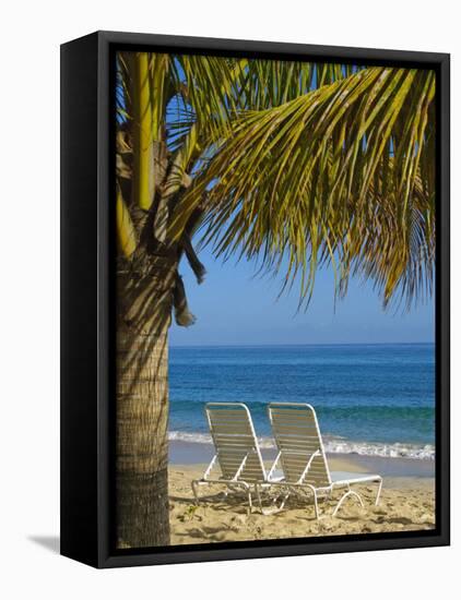 Beach Chairs on Grand Anse Beach, Grenada, Windward Islands, Caribbean-Michael DeFreitas-Framed Premier Image Canvas