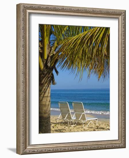 Beach Chairs on Grand Anse Beach, Grenada, Windward Islands, Caribbean-Michael DeFreitas-Framed Photographic Print