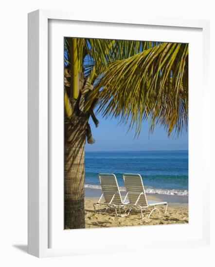 Beach Chairs on Grand Anse Beach, Grenada, Windward Islands, Caribbean-Michael DeFreitas-Framed Photographic Print