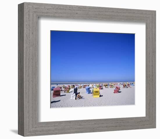 Beach chairs on Nordstrand, Langeoog, East Frisian Islands, Lower Saxony, Germany-null-Framed Art Print