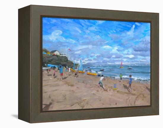 Beach Cricket, Abersoch, 2013-Andrew Macara-Framed Premier Image Canvas