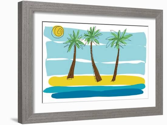 Beach Day Palms 1-Jan Weiss-Framed Art Print