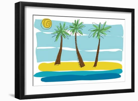 Beach Day Palms 1-Jan Weiss-Framed Art Print