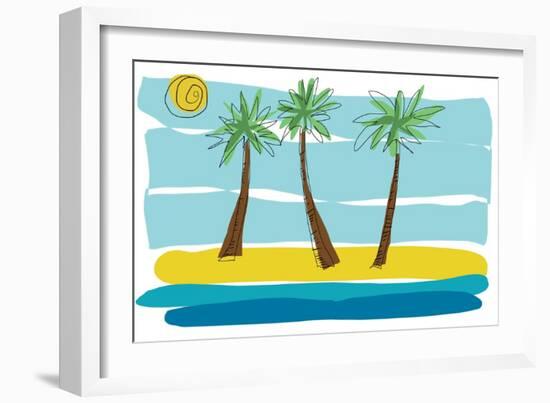 Beach Day Palms 1-Jan Weiss-Framed Art Print