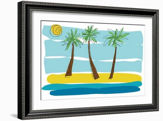 Beach Day Palms 1-Jan Weiss-Framed Art Print