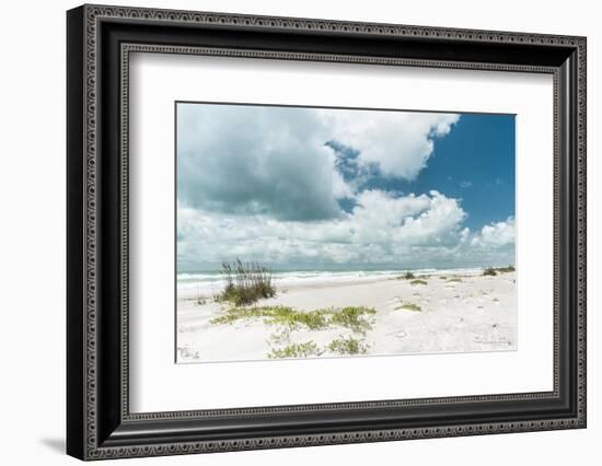 Beach Dunes, White Waves-Mary Lou Johnson-Framed Photo