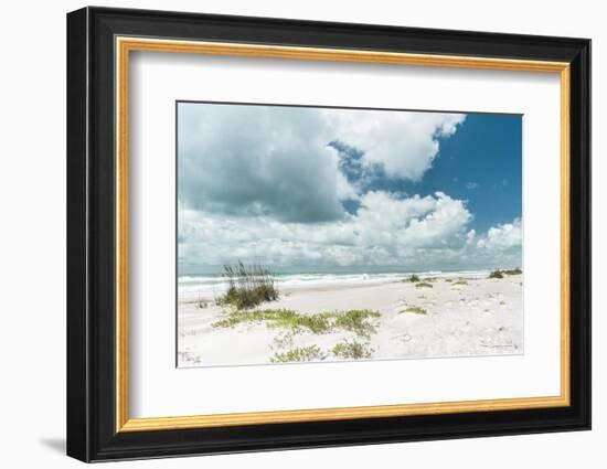 Beach Dunes, White Waves-Mary Lou Johnson-Framed Photo