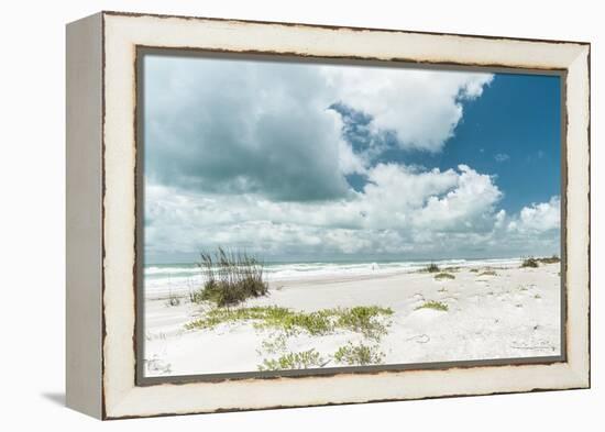 Beach Dunes, White Waves-Mary Lou Johnson-Framed Stretched Canvas