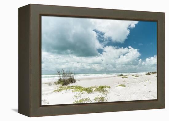 Beach Dunes, White Waves-Mary Lou Johnson-Framed Stretched Canvas