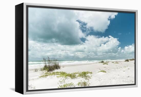 Beach Dunes, White Waves-Mary Lou Johnson-Framed Stretched Canvas