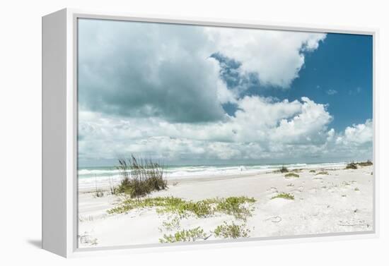 Beach Dunes, White Waves-Mary Lou Johnson-Framed Stretched Canvas