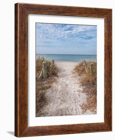 Beach Entry Path with Posts-Mary Lou Johnson-Framed Photo