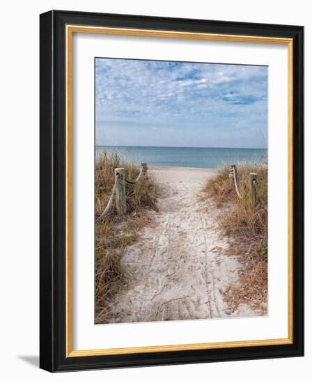 Beach Entry Path with Posts-Mary Lou Johnson-Framed Photo