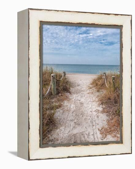 Beach Entry Path with Posts-Mary Lou Johnson-Framed Stretched Canvas