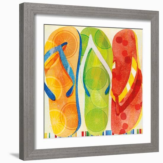 Beach Flip Flops-Mary Escobedo-Framed Art Print