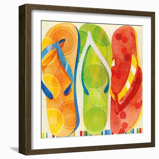 Beach Flip Flops-Mary Escobedo-Framed Art Print