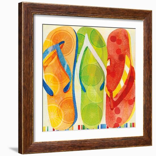 Beach Flip Flops-Mary Escobedo-Framed Art Print