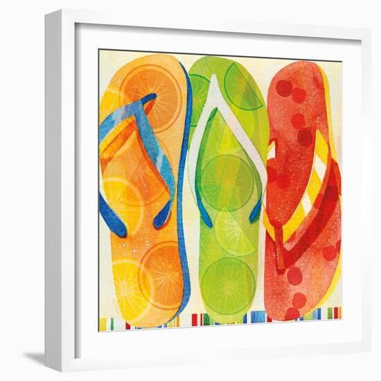 Beach Flip Flops-Mary Escobedo-Framed Art Print