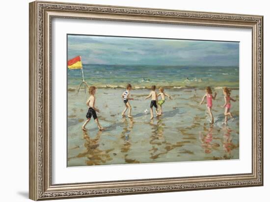 Beach football,Sheringham ,2018, (oil on canvas)-Andrew Macara-Framed Giclee Print