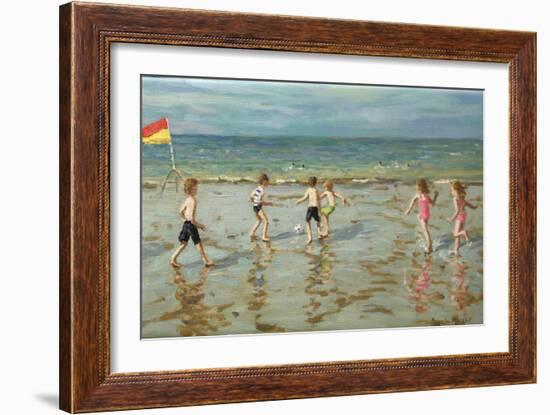 Beach football,Sheringham ,2018, (oil on canvas)-Andrew Macara-Framed Giclee Print