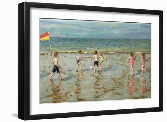 Beach football,Sheringham ,2018, (oil on canvas)-Andrew Macara-Framed Giclee Print