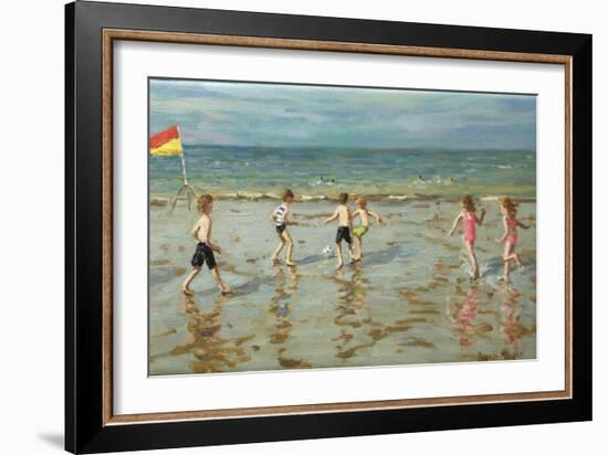 Beach football,Sheringham ,2018, (oil on canvas)-Andrew Macara-Framed Giclee Print