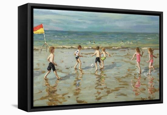 Beach football,Sheringham ,2018, (oil on canvas)-Andrew Macara-Framed Premier Image Canvas