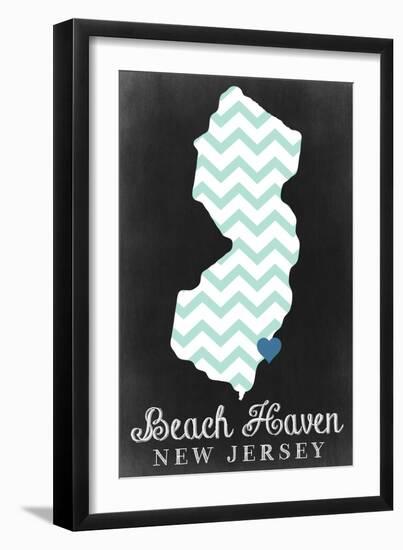 Beach Haven, New Jersey - Chalkboard-Lantern Press-Framed Art Print