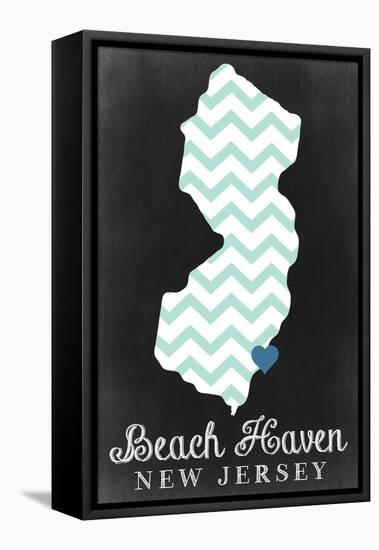 Beach Haven, New Jersey - Chalkboard-Lantern Press-Framed Stretched Canvas