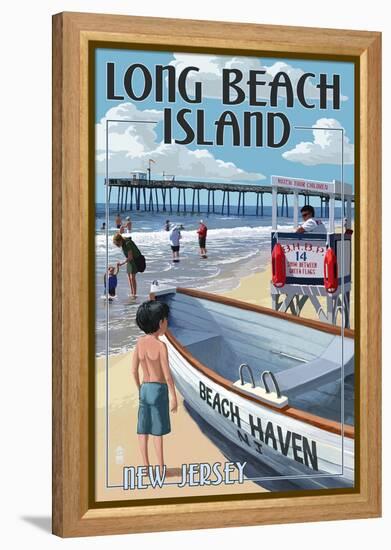 Beach Haven, New Jersey - Lifeguard Stand-Lantern Press-Framed Stretched Canvas