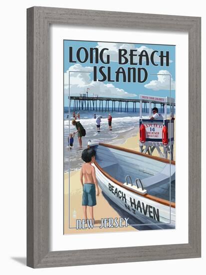 Beach Haven, New Jersey - Lifeguard Stand-Lantern Press-Framed Art Print