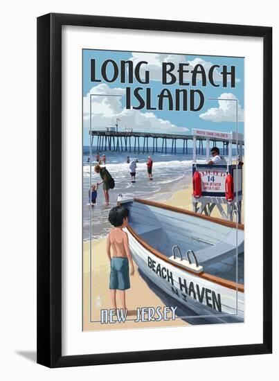 Beach Haven, New Jersey - Lifeguard Stand-Lantern Press-Framed Art Print