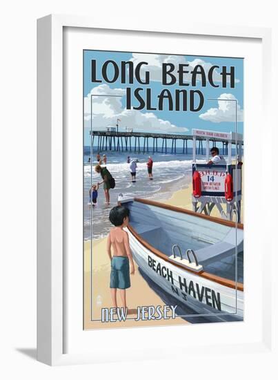 Beach Haven, New Jersey - Lifeguard Stand-Lantern Press-Framed Art Print