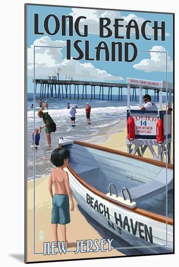 Beach Haven, New Jersey - Lifeguard Stand-Lantern Press-Mounted Art Print