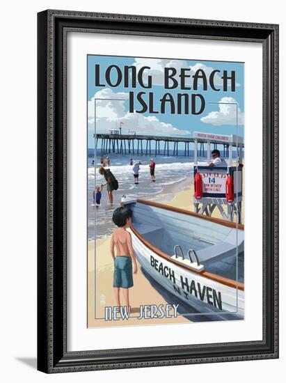 Beach Haven, New Jersey - Lifeguard Stand-Lantern Press-Framed Art Print