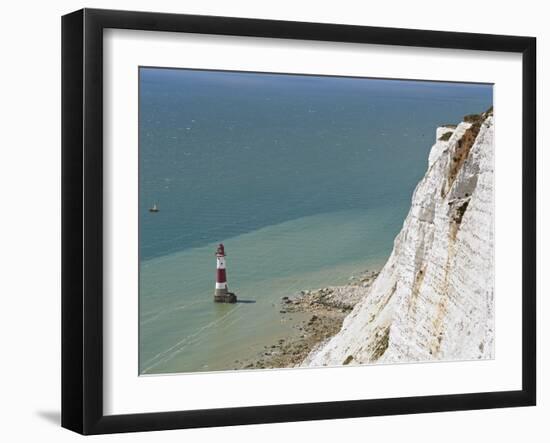 Beach Head Lighthouse, Near Eastbourne, East Sussex, England, United Kingdom, Europe-Matthew Frost-Framed Photographic Print