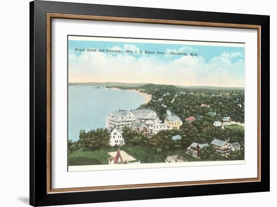 Beach Hotel, Charlevoix, Michigan-null-Framed Art Print