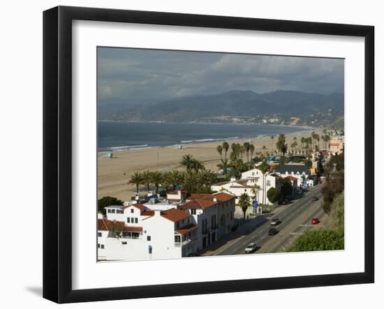 Beach Houses, Santa Monica State Beach Park, Santa Monica, Los Angeles, California-Walter Bibikow-Framed Photographic Print