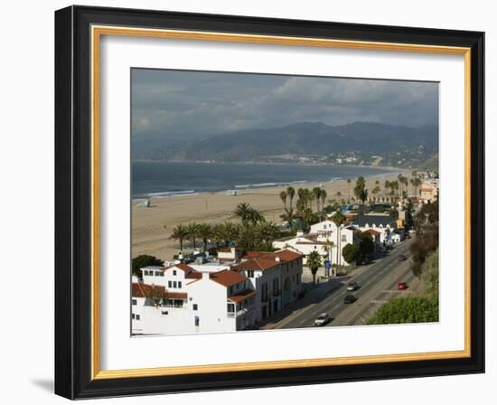 Beach Houses, Santa Monica State Beach Park, Santa Monica, Los Angeles, California-Walter Bibikow-Framed Photographic Print