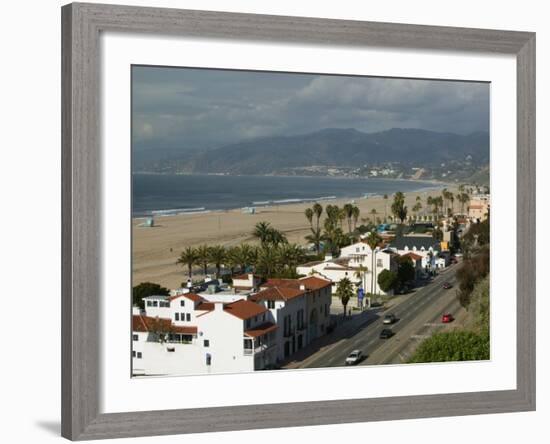 Beach Houses, Santa Monica State Beach Park, Santa Monica, Los Angeles, California-Walter Bibikow-Framed Photographic Print