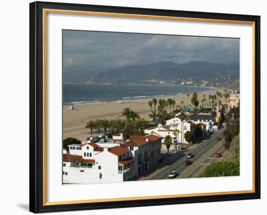 Beach Houses, Santa Monica State Beach Park, Santa Monica, Los Angeles, California-Walter Bibikow-Framed Photographic Print