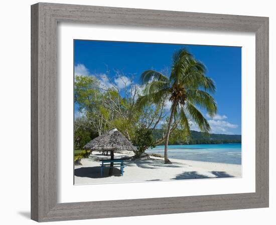 Beach Hut at Champagne Beach, Island of Espiritu Santo, Vanuatu, South Pacific, Pacific-Michael Runkel-Framed Photographic Print