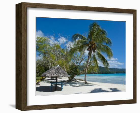 Beach Hut at Champagne Beach, Island of Espiritu Santo, Vanuatu, South Pacific, Pacific-Michael Runkel-Framed Photographic Print