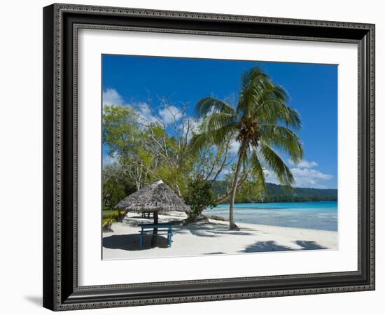 Beach Hut at Champagne Beach, Island of Espiritu Santo, Vanuatu, South Pacific, Pacific-Michael Runkel-Framed Photographic Print