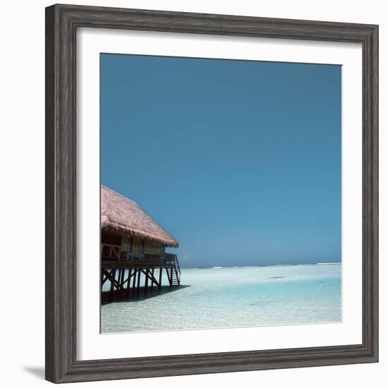Beach Hut Over Shallow Water-null-Framed Photographic Print