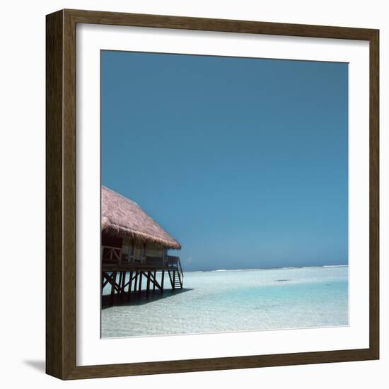 Beach Hut Over Shallow Water-null-Framed Photographic Print