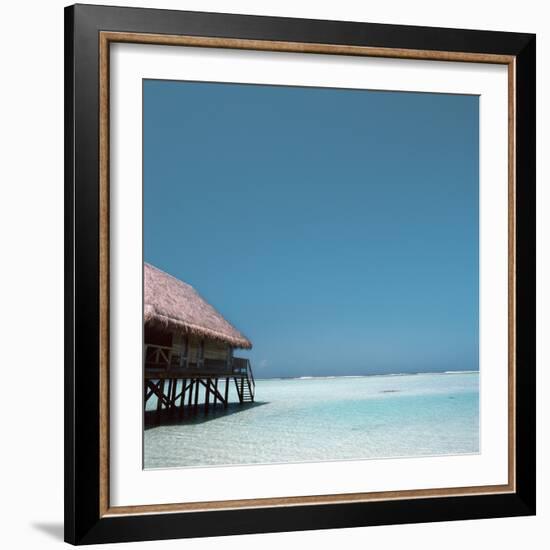 Beach Hut Over Shallow Water-null-Framed Photographic Print